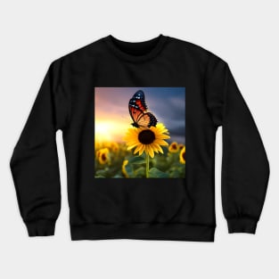 Butterfly on Sunflower Crewneck Sweatshirt